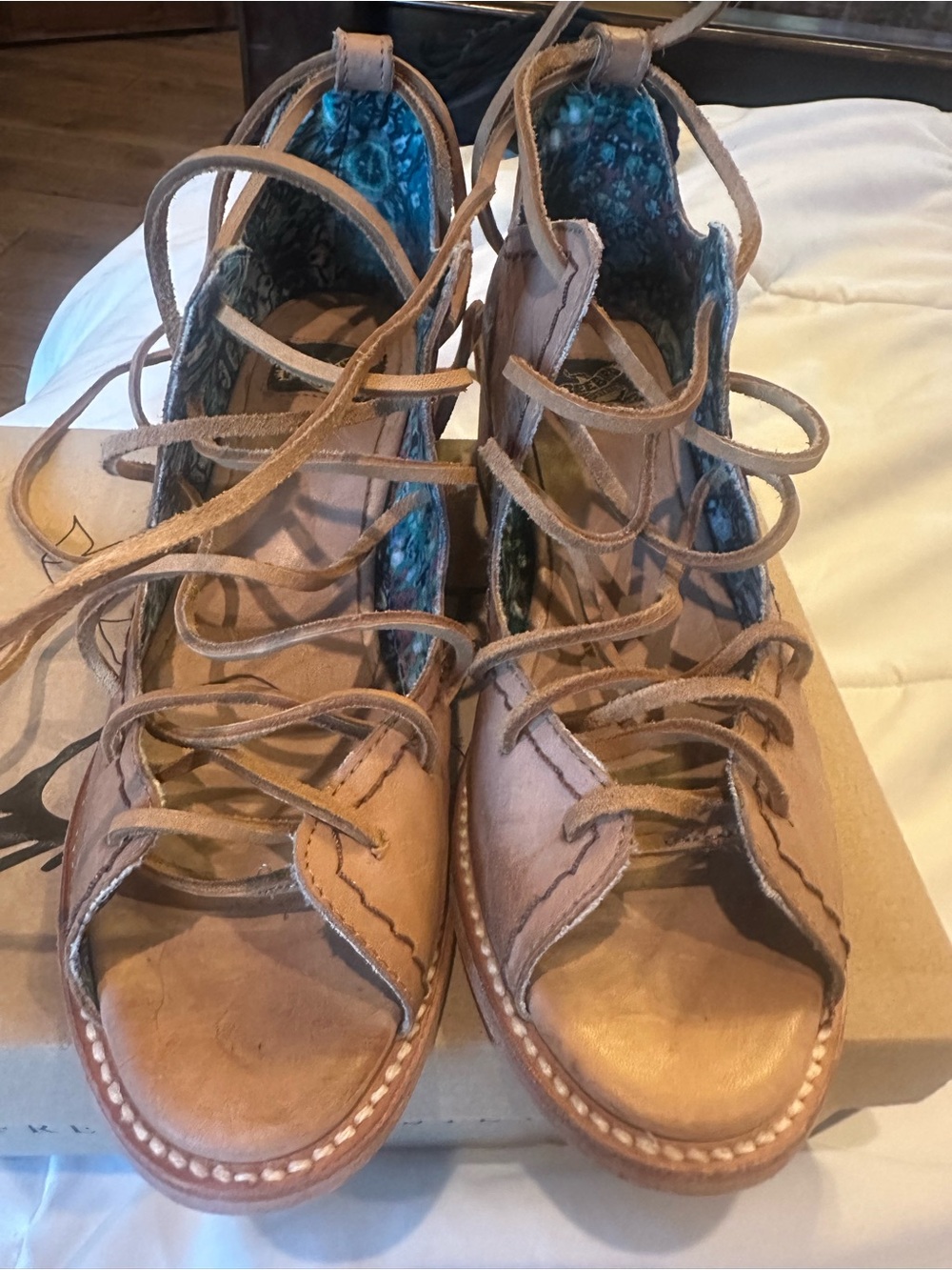 Freebird by Steven Taupe Lace-Up Leather Cutout Boots - Picture 4 of 5